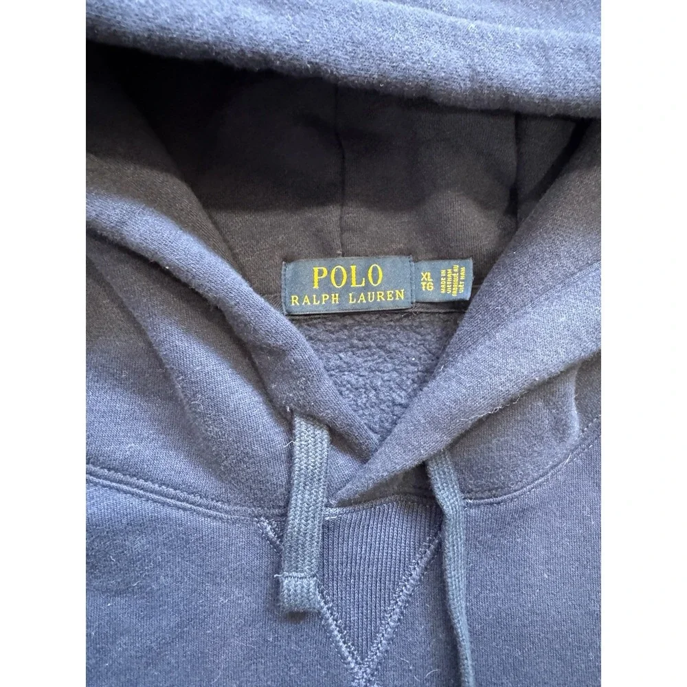 POLO‎ RALPH LAUREN Blue Parker Hoodie Sweatshirt XL Cotton Y2K Vintage